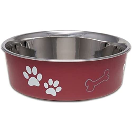 Loving Pets miska dla psa Bella ze stali nierdzewnej, antypoślizgowa, nadaje się do mycia w zmywarce, odporna na bakterie, metaliczna zwierząt - Merlot mała (426 ml) - obrazek 1