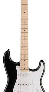 Squier by Fender Sonic Stratocaster, Electric Guitar, klonowa deska palcowa, Pickguard White, czarny, zawiera bezpłatne wirtualne lekcje w Play Squier by Fender Sonic Stratocaster, Electric Guitar, klonowa deska palcowa, Pickguard White, czarny, zawiera bezpłatne wirtualne lekcje w Play