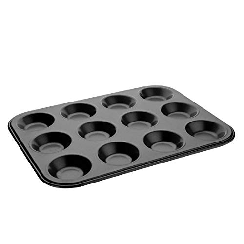 Vogue Nieprzywierająca mini tacka na muffinki ze stali węglowej 12 filiżanek 32 x 24 cm talerz do serwowania - obrazek 1