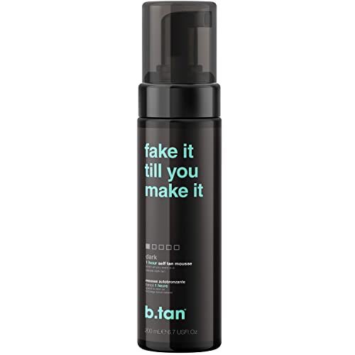b.tan Dark Self Tanner Fake It Till You Make Szybko, 1 godzina Sunless Pianka, Bez Fałszywej Tan Smell, Dodanych Nasties, Wegańskie, Cruelty Free, 6,7 Fl Oz - obrazek 1