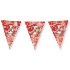 PD Party 7031036 Impreza Bunting Elegancki 40th, Czerwony, Foil Bunting, Rocznica Ślubu, Świąteczne Dekoracje Imprezowe, 1000cm Długość x 30cm Szerokość 0.1cm Wysokość