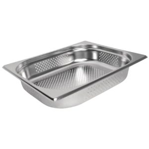 Vogue Stal nierdzewna perforowana 1/2 patelnia gastronomiczna 150 mm głęboka pojemnik na żywność Vogue Stal nierdzewna perforowana 1/2 patelnia gastronomiczna 150 mm głęboka pojemnik na żywność