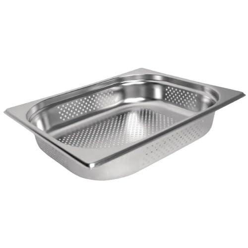 Vogue Stal nierdzewna perforowana 1/2 patelnia gastronomiczna 150 mm głęboka pojemnik na żywność - obrazek 1