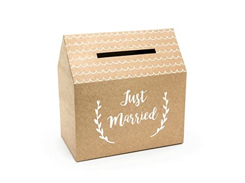 Pudełko na koperty, Just Married, kraft, 30x30,5x16,5 cm - obrazek 1