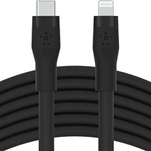 Belkin BoostCharge Flex silikonowy kabel USB typu C na Lightning (3 m), certyfikat MFi, szybkie ładowanie, zasilanie PD 20 W, do iPhone’a 14/14 Plus, 13, 12, Pro, Max, Mini, SE, iPada i innych, czarny Belkin BoostCharge Flex silikonowy kabel USB typu C na Lightning (3 m), certyfikat MFi, szybkie ładowanie, zasilanie PD 20 W, do iPhone’a 14/14 Plus, 13, 12, Pro, Max, Mini, SE, iPada i innych, czarny