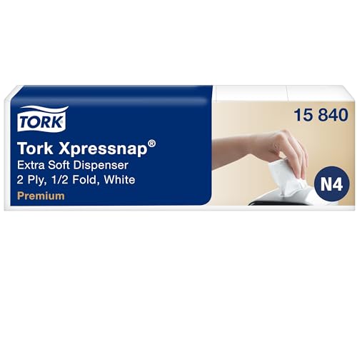 Tork Xpressnap Biała, bardzo miękka serwetka dyspenserowa N4, składana w 1/2, 2 warstwowa, 500 serwetek, 15840 Tork Xpressnap Biała, bardzo miękka serwetka dyspenserowa N4, składana w 1/2, 2 warstwowa, 500 serwetek, 15840