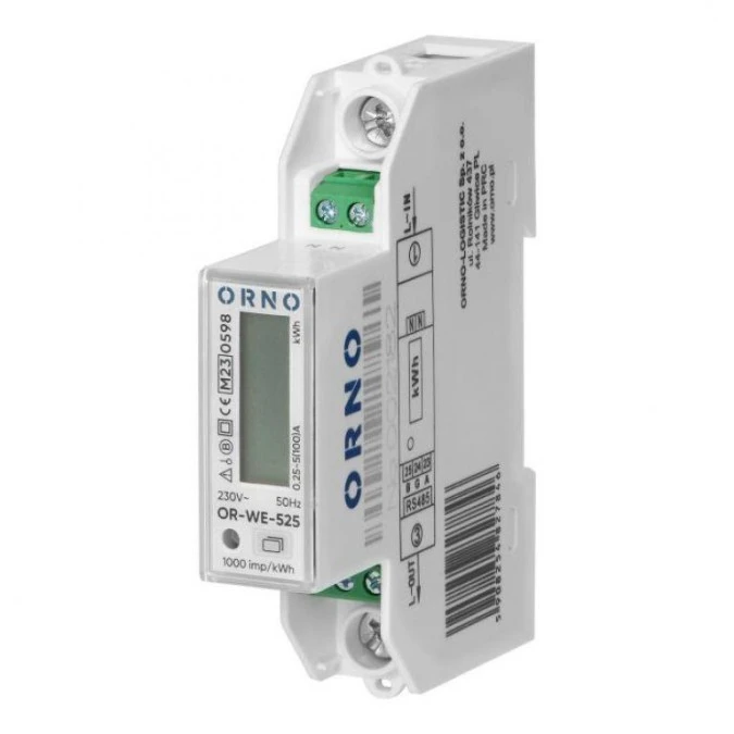Licznik energii elektrycznej 1‑fazowy dwukierunkowy 100A port RS‑485 MID OR‑WE‑525 - obrazek 1