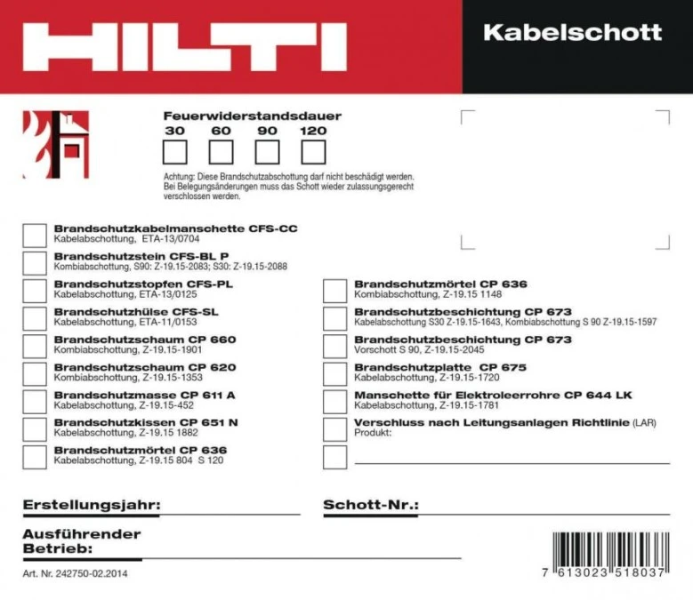 Naklejka identyfikacyjna, oznaczenie zabezpieczeń ogniochronnych QR (2000) mały