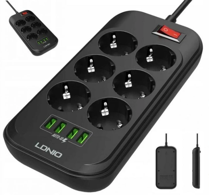 Listwa zasilająca LDNIO SE6403 6 Gniazd + 4x USB Przedłużacz - obrazek 1