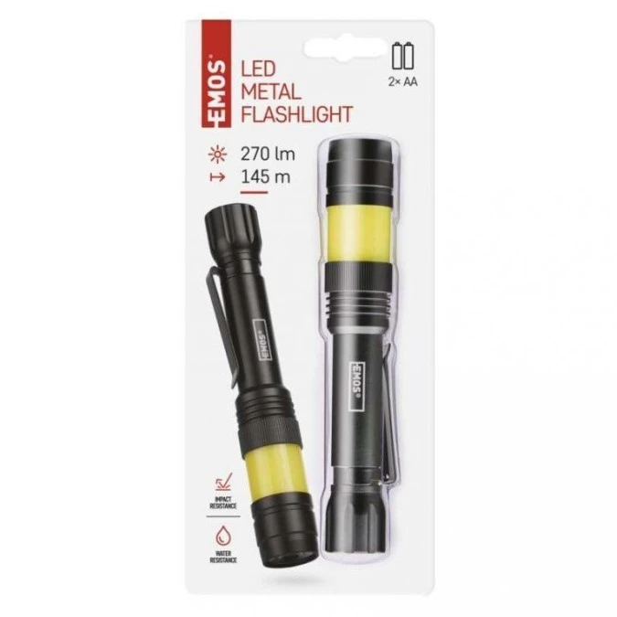 Latarka metalowa LED COB 360 180 lm 2× AA P3112 - obrazek 3