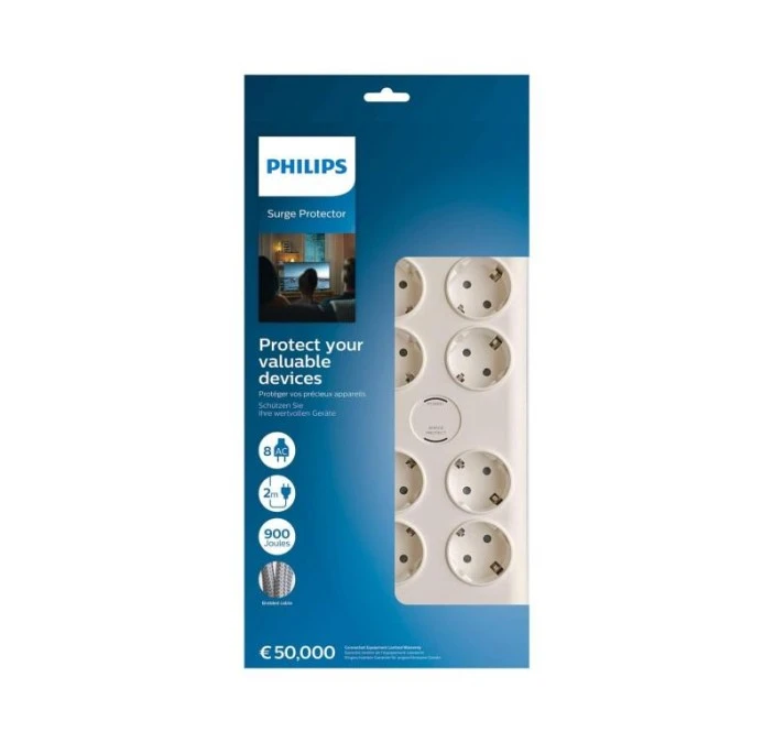 Listwa przepięciowa bez bolca pod biurko 8 gniazd schuko Philips SPN7080WA/58 - obrazek 2