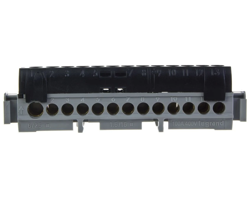 Listwa przyłączowa 13‑otworów czarna IP2x C13 1x6‑25+12x1,5‑16mm2 004854 - obrazek 2
