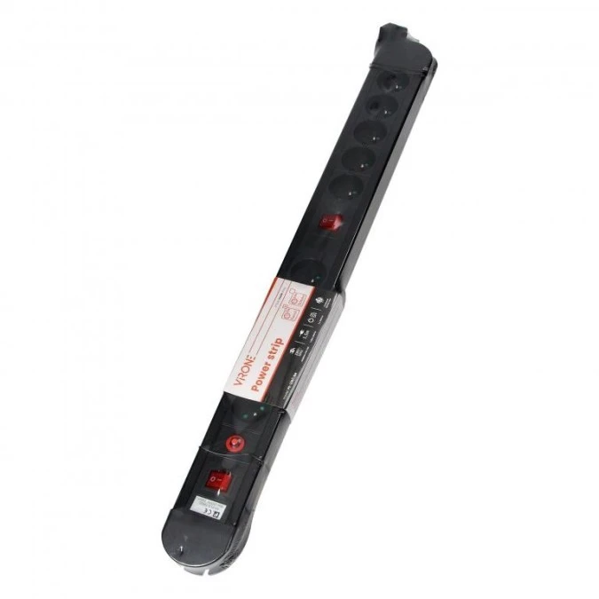 Listwa zasilająca, 10 gniazd 2P+Z, kabel 3x1,5mm2, długość 1,5m, 2xWyłącznik podświetlany dwutorowy, Wyłącznik termi,PS‑3/B/1,5M - obrazek 2