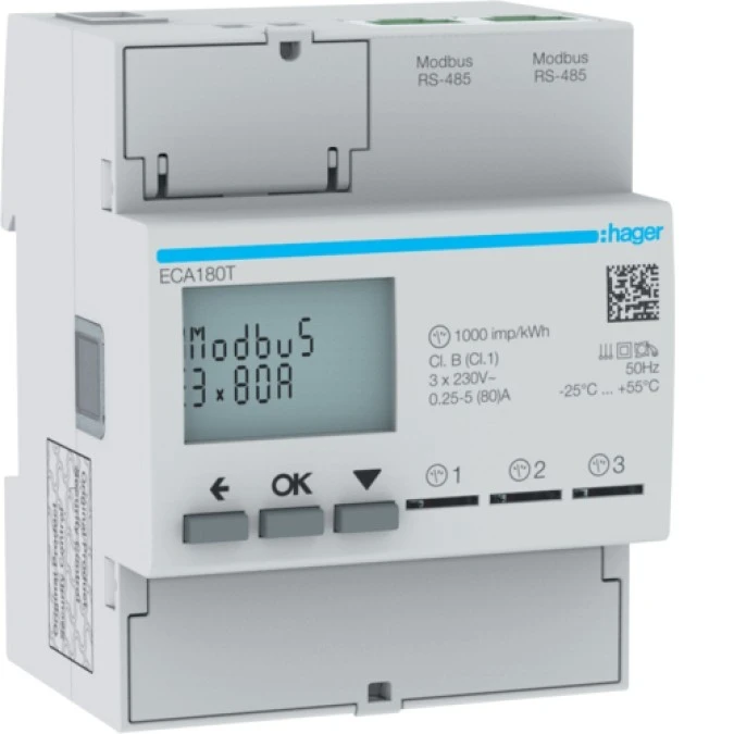 Licznik energii elektrycznej 1‑fazowy, 3x80A 4M agardio.measure ECA180T - obrazek 1