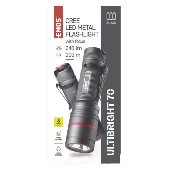 Latarka metalowa CREE LED Ultibright 70 340lm 3xAAA P3170 - obrazek 2