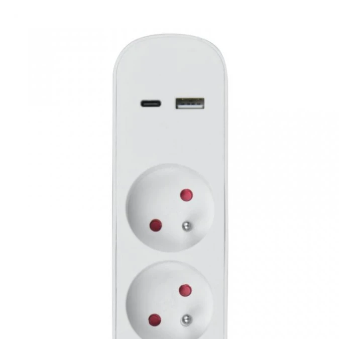 Listwa ochronna DPM z wyłącznikiem ‑ 5 gniazda AC, 1x USB‑A, 1x USB‑C 1,5M biała - obrazek 2