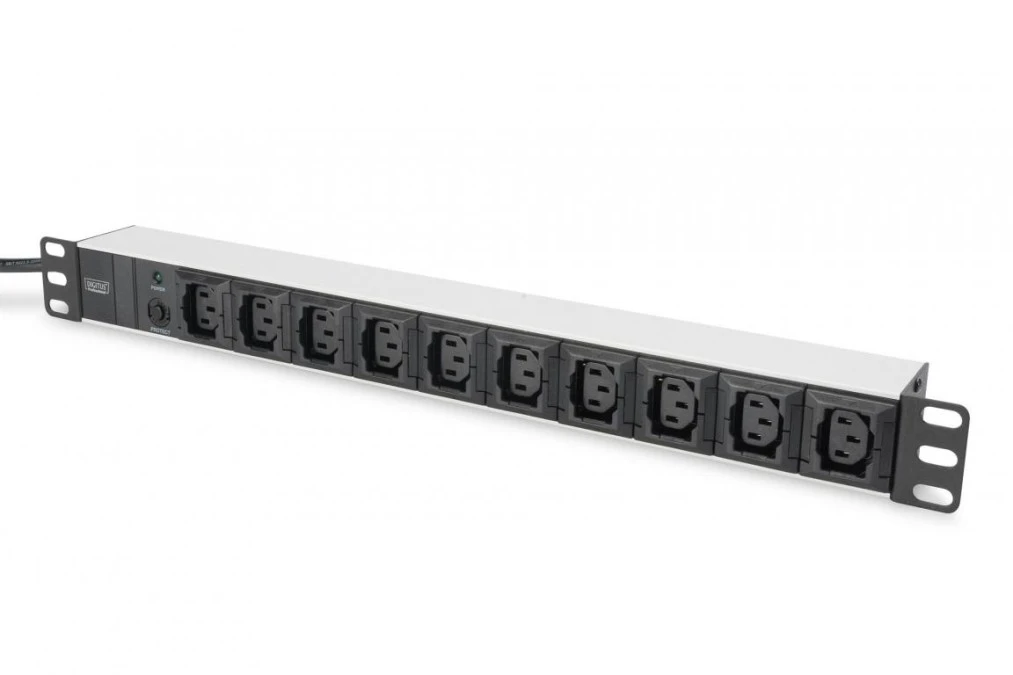Listwa zasilająca PDU 19 Rack 10x gniazdo C13 2m 1x wtyk C14 10A zab. przeciążeniowe DN‑95404 - obrazek 1