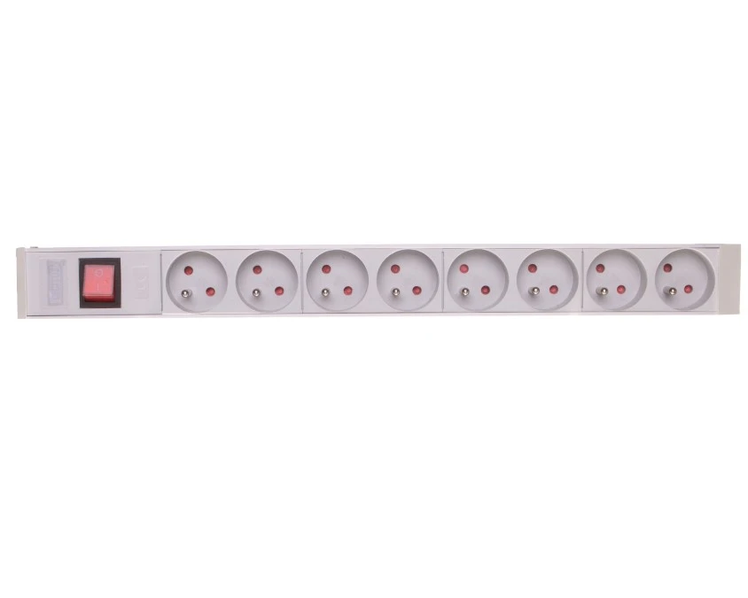 Listwa zasilajaca do szaf 19 cali (PDU) 8x 2P+Z wylacznik A‑19‑STRIP‑2‑IMP - obrazek 1