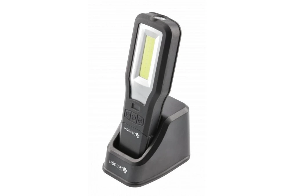 Latarka LED warsztatowa akumulatorkowa z bazą do ładowania z USB 10W COB+5W IP54 HT1E408 - obrazek 1