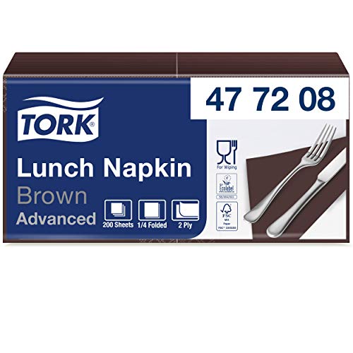Tork 477208 serwetki obiadowe brązowe / 2 warstwowe na małe potrawy i przekąski/najwyższa jakość 10 x 200 (2000) papierowe 32,6 33 cm (szer. dł.) składane 1/4 - obrazek 1