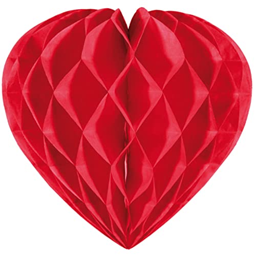 Dekoracja serce Honeycomb 30 cm czerwone - obrazek 1