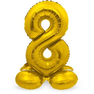 Folat Balon foliowy z podstawą numer 8 złoty 72 cm Folat Balon foliowy z podstawą numer 8 złoty 72 cm