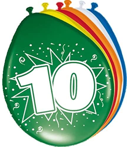 Folat Balony na 10 urodziny 30cm 8szt - obrazek 1