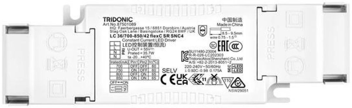 LC 36W 700‑850mA 42V flexC SR SNC4 Zasilacz LED kompaktowy stałoprądowy nieściemnialny ESSENCE TRIDONIC - obrazek 2