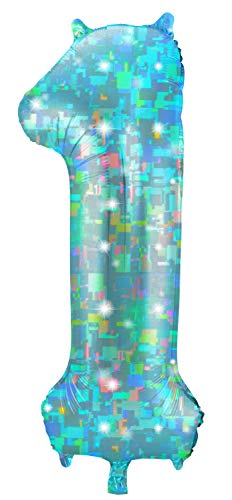 Folat Balon foliowy Cyfra 1 Galactic Aqua 101 cm - obrazek 1