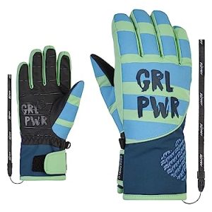 Ziener Dziewczęce rękawiczki narciarskie LIWA do sportów zimowych wodoodporne, Primaloft, modne, pastelowe zielone, 6,5 Ziener Dziewczęce rękawiczki narciarskie LIWA do sportów zimowych wodoodporne, Primaloft, modne, pastelowe zielone, 6,5