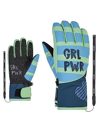 Ziener Dziewczęce rękawiczki narciarskie LIWA do sportów zimowych wodoodporne, Primaloft, modne, pastelowe zielone, 6,5