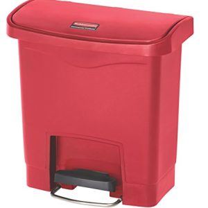 Rubbermaid Commercial Products Slim Jim Step on pojemnik na śmieci z żywicy, przód, 15 l, czerwony, 1883563