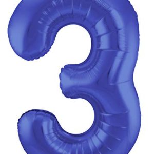 Balon foliowy, cyfra 3, 86 cm, niebieski Balon foliowy, cyfra 3, 86 cm, niebieski