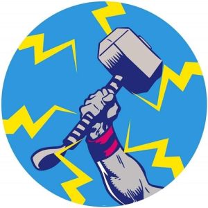 Marvel Komar DOT okrągła i samoprzylepna fototapeta z włókniny Avengers Thora Hammer Pop Art Ø 125 cm pokój dziecięcy, tatuaż ścienny DD1 056 Marvel Komar DOT okrągła i samoprzylepna fototapeta z włókniny Avengers Thora Hammer Pop Art Ø 125 cm pokój dziecięcy, tatuaż ścienny DD1 056