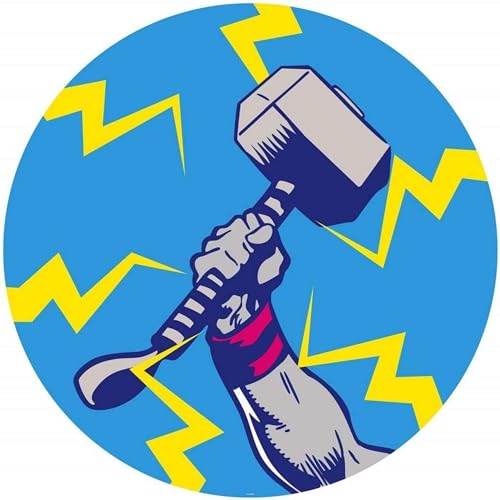 Marvel Komar DOT okrągła i samoprzylepna fototapeta z włókniny Avengers Thora Hammer Pop Art Ø 125 cm pokój dziecięcy, tatuaż ścienny DD1 056 Marvel Komar DOT okrągła i samoprzylepna fototapeta z włókniny Avengers Thora Hammer Pop Art Ø 125 cm pokój dziecięcy, tatuaż ścienny DD1 056
