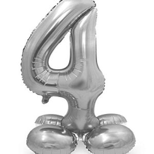 Folat Balon foliowy z podstawą numer 4 Srebrny 72 cm Folat Balon foliowy z podstawą numer 4 Srebrny 72 cm