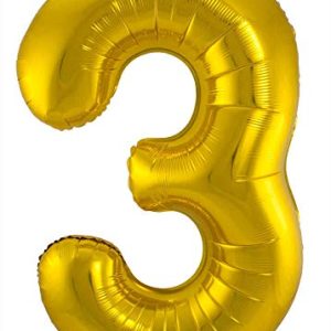 Folat 3 Złoty Balon Foliowy Cyfry 86 cm Folat 3 Złoty Balon Foliowy Cyfry 86 cm