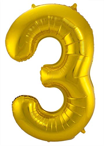 Folat 3 Złoty Balon Foliowy Cyfry 86 cm - obrazek 1