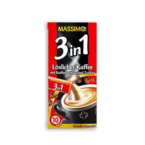 Massimo 3 w 1, 160 pałeczek, 16 x 10 patyczków po 18 g, rozpuszczalna kawa z białą kawą i cukrem, saszetkach 8% rozpuszczalnej kawy ziarnami kawy, opakowanie zapasowe - obrazek 1