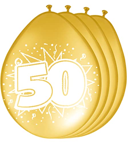 Folat Balony 50th Birthday/Anniversary Gold 8 sztuk - obrazek 1