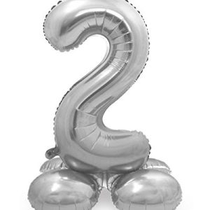 Folat Balon foliowy z podstawą numer 2 Srebrny 72 cm Folat Balon foliowy z podstawą numer 2 Srebrny 72 cm