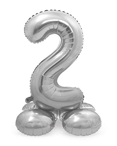 Folat Balon foliowy z podstawą numer 2 Srebrny 72 cm - obrazek 1