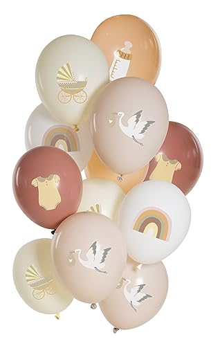 Folat 25157 zestaw balonów lateksowych słodkich, 33 cm, 12 sztuk, na urodziny, powitanie, do domu, przyjęcie dziecka, dekoracja imprezę rodzinną, wielokolorowe - obrazek 1
