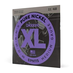 D’Addario Struny elektryczne Najwyższa jakość najbardziej popularnych marek strunowych na całym świecie EPN115 czysty nikiel Blues/JazzRock (11 48) dźwięk vintage D’Addario Struny elektryczne Najwyższa jakość najbardziej popularnych marek strunowych na całym świecie EPN115 czysty nikiel Blues/JazzRock (11 48) dźwięk vintage