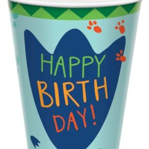 Kubki papierowe urodzinowe z dinozaurami 250ml 8szt Kubki papierowe urodzinowe z dinozaurami 250ml 8szt