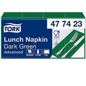 Tork 477423 ciemnozielone serwetki obiadowe 1na 8 składane na 2 warstwowe, wstępnie złożone papierowe przekąski i małe dania Tork 477423 ciemnozielone serwetki obiadowe 1na 8 składane na 2 warstwowe, wstępnie złożone papierowe przekąski i małe dania