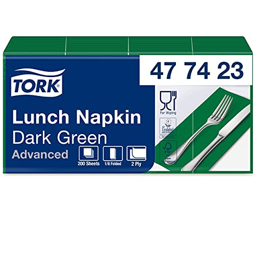 Tork 477423 ciemnozielone serwetki obiadowe 1na 8 składane na 2 warstwowe, wstępnie złożone papierowe przekąski i małe dania Tork 477423 ciemnozielone serwetki obiadowe 1na 8 składane na 2 warstwowe, wstępnie złożone papierowe przekąski i małe dania