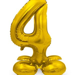 Folat Balon foliowy z podstawą numer 4 złoty 72 cm Folat Balon foliowy z podstawą numer 4 złoty 72 cm