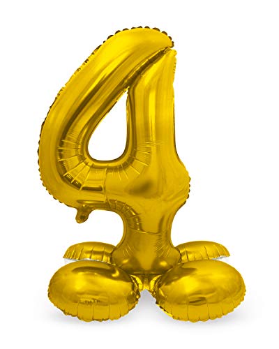 Folat Balon foliowy z podstawą numer 4 złoty 72 cm - obrazek 1
