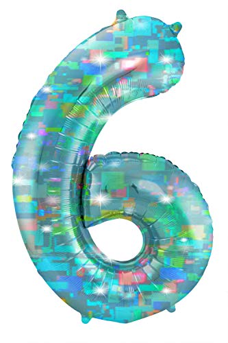 Folat Balon foliowy Cyfra 6 Galactic Aqua 101 cm - obrazek 1
